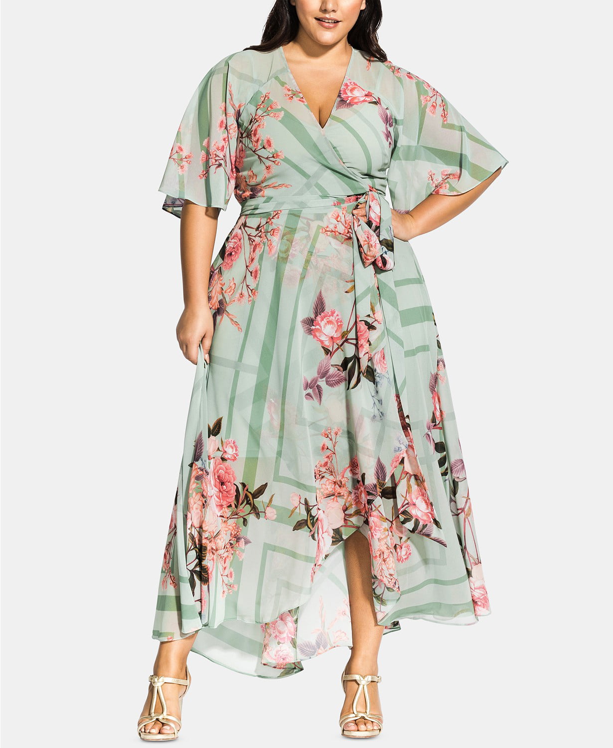 City Chic Women's Plus Size Sierra Maxi Wrap Dress Green Size Medium -  Walmart.com
